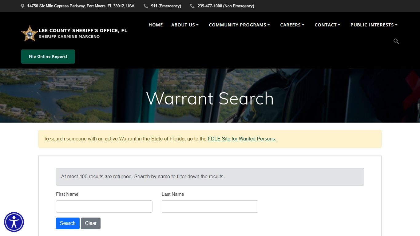 Warrant Search – Lee County Sheriff's Office